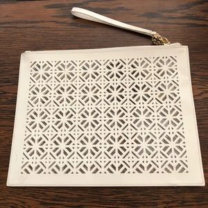 Tory Burch Wristlet Clutch Purse White Clear